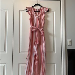 Old Navy Coral Striped Jumpsuit